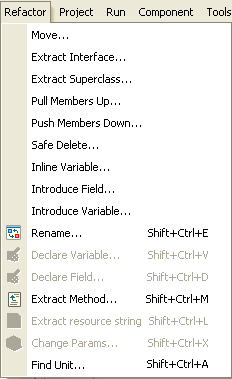 Меню Refactor в Delphi 2006