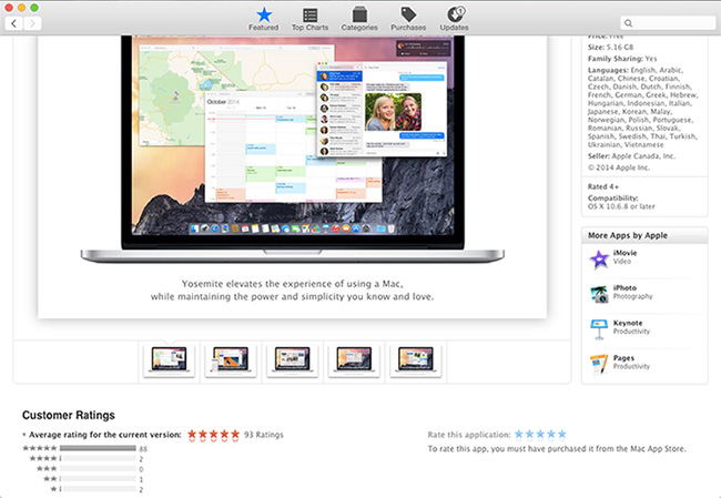 Рейтинг Mac OS Yosemite