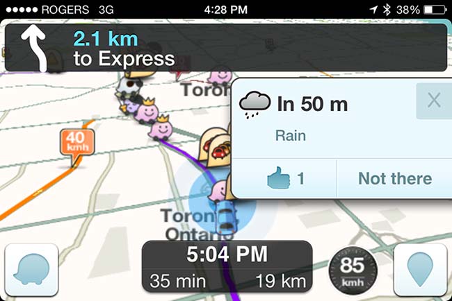 Waze предупреждает о погоде